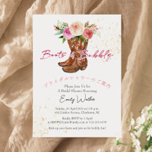 Boots and Bubbly Bridal Shower Pink Floral Rustic