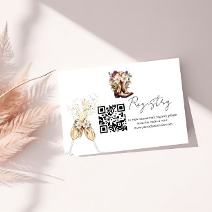 Boots and bubbly bridal shower registry enclosure card