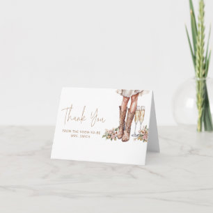 Boots And Bubbly  Bridal Shower Thank You  Card