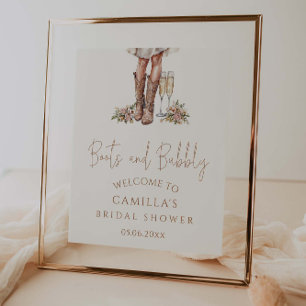 Boots And Bubbly Bridal Shower Welcome Poster
