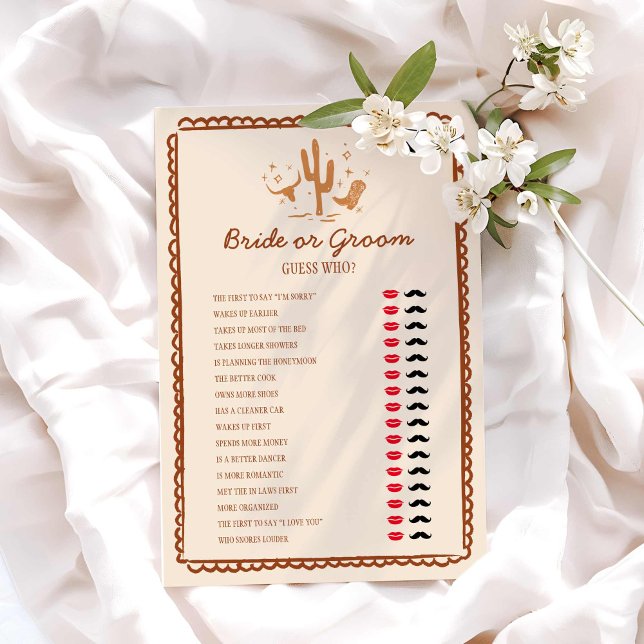 Boots and Bubbly Bride or Groom Shower Game (Western Country theme Bride or Groom Bridal Shower Game)
