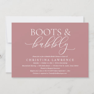 Boots and Bubbly, Bride to be, Bridal Shower Invitation