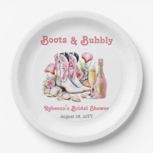 Boots and Bubbly Coastal Cowgirl Bridal Shower Paper Plate