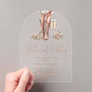 Boots And Bubbly Country Bridal Shower  Acrylic Invitations