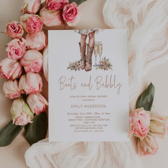 Boots And Bubbly Country Bridal Shower  Invitation (Creator Uploaded)