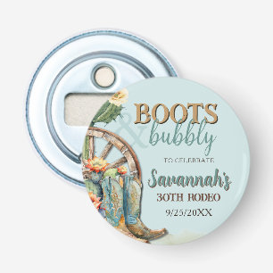 Boots and Bubbly Country Cowgirl Aqua Birthday Bottle Opener