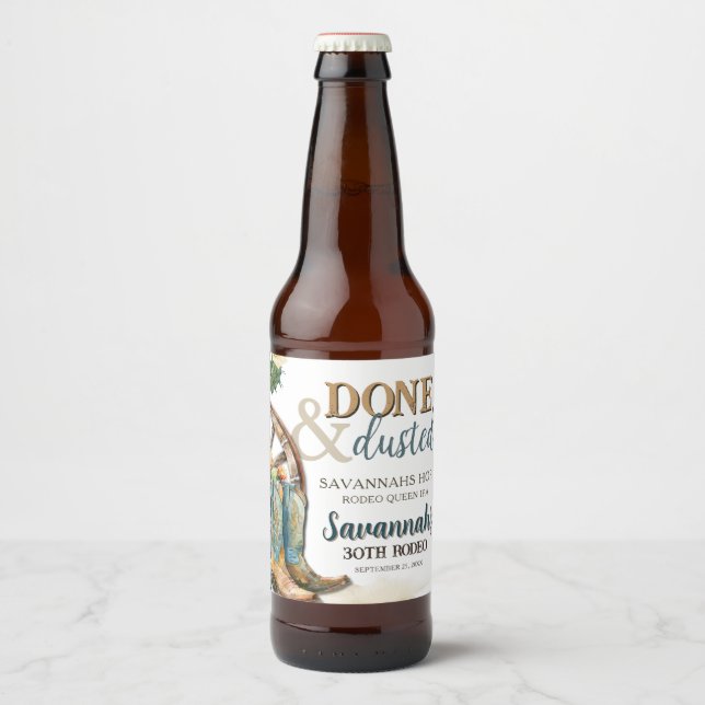 Boots and Bubbly Country Cowgirl Western Birthday Beer Bottle Label (Front)