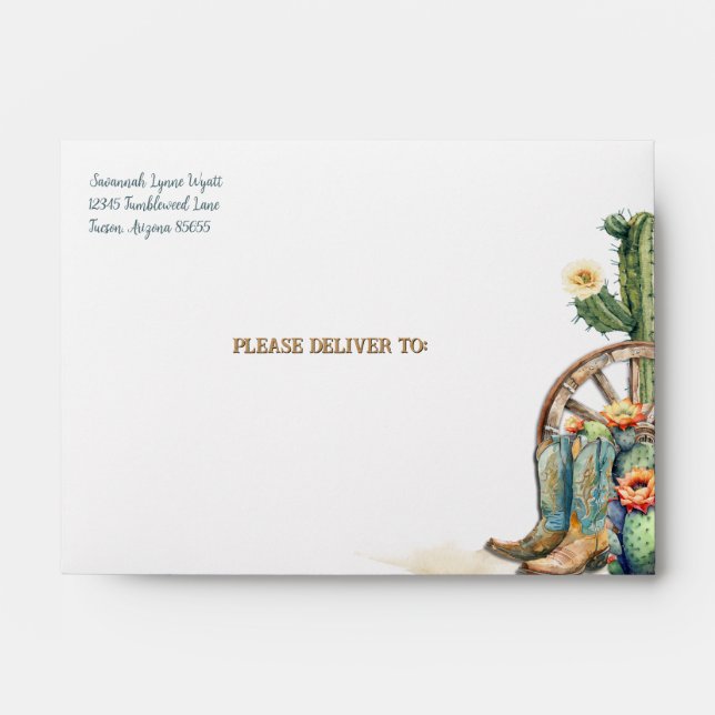 Boots and Bubbly Country Cowgirl Western Birthday Envelope (Front)