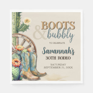 Boots and Bubbly Country Cowgirl Western Birthday Napkin