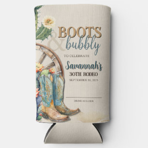 Boots and Bubbly Country Cowgirl Western Birthday Seltzer Can Cooler