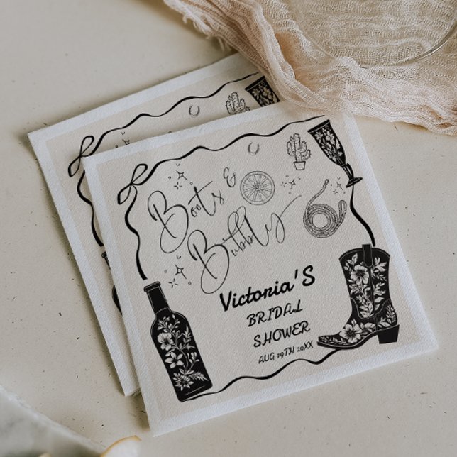 Boots and Bubbly Country Western Bridal Shower Napkin (Creator Uploaded)