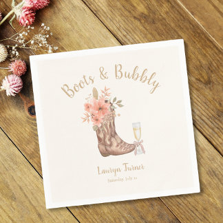 Boots And Bubbly Cowboy Boots Bridal Shower Napkin