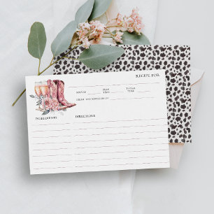 Boots and Bubbly Elegant Pink Bridal Shower Recipe Enclosure Card