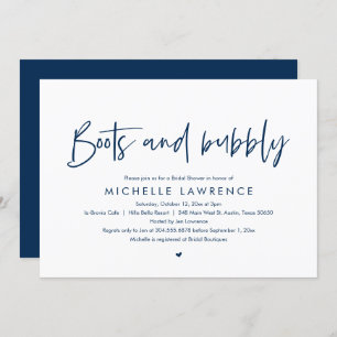 Boots and Bubbly, Modern Casual Bridal Shower Invi Invitation