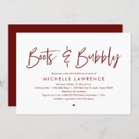 Boots and Bubbly, Modern Casual Bridal Shower Invi