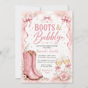 Boots and Bubbly Pink Cowgirl Bridal Shower Invitation