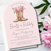 Boots and Bubbly Rustic Pink Floral Bridal Shower