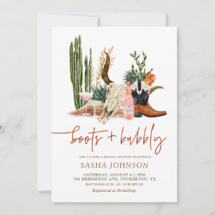 Boots and Bubbly Rustic Western Bridal Shower Invitation