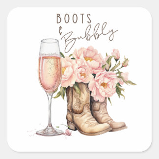 Boots and Bubbly Square Sticker