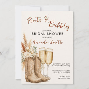Boots and Bubbly Terracotta Western Bridal Shower  Invitation