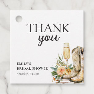 Boots and Bubbly Western Bridal Shower Favour Tags