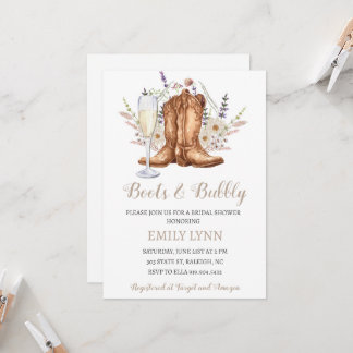Boots and Bubbly Western Bridal Shower Invitation
