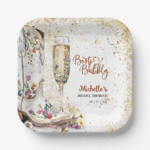 Boots and Bubbly Western Bride Wild West Country Paper Plate