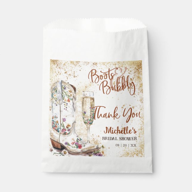 Boots and Bubbly Western Country Thank You Favour Bags (Front)