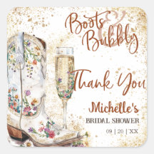 Boots and Bubbly Western Country Thank You