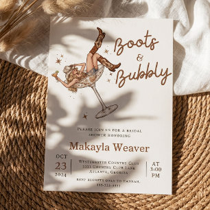 Boots and Bubbly Western Cowgirl Bridal Shower Invitation