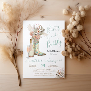 Boots and Bubbly Western Cowgirl Bridal Shower Invitation