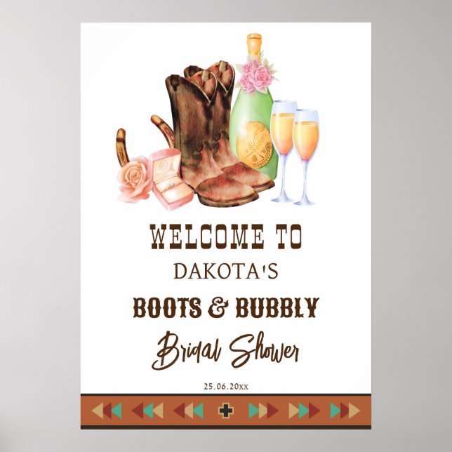 Boots and bubbly western cowgirl brunch welcome  poster (Front)