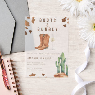 Boots and Bubbly Western Rodeo Bridal Shower  Vellum Invitations