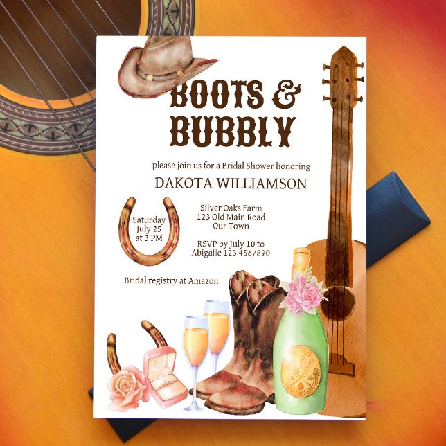 Boots and bubbly western rodeo cowgirl brunch invitation (Creator Uploaded)