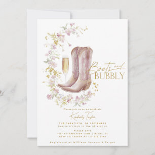 Boots And Bubbly Wildflower Bridal Shower Invitation