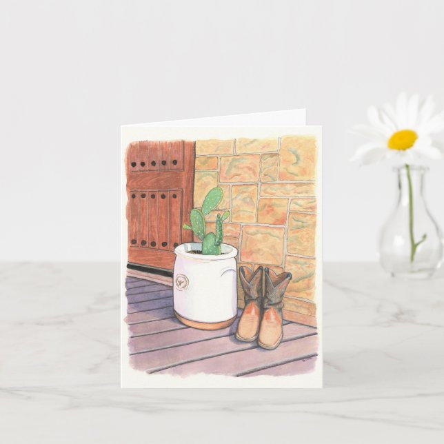 Boots and Cactus Porch Card (Small Plant)