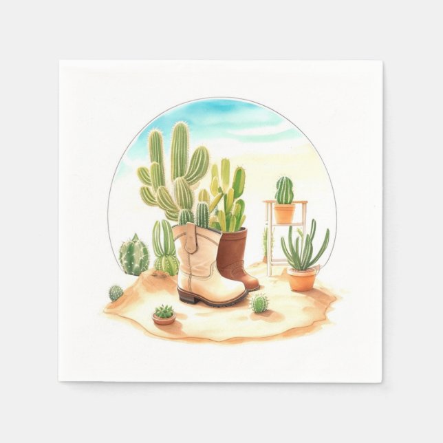 Boots and Lullabies: Wild West Cowboy Baby Shower Napkin (Front)