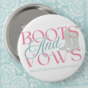 Boots and Vows – Western Bachelorette Party Design 10 Cm Round Badge
