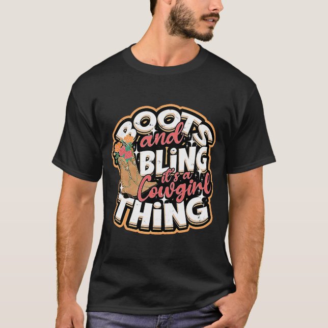Boots & Bling It's a cowgirl thing  Cowgirls Horse T-Shirt (Front)