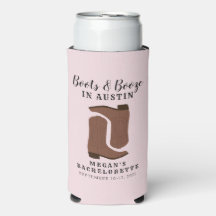Boots & Booze Austin Texas Bachelorette Can Cooler