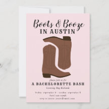 Boots & Booze Austin Texas Bachelorette Invitation