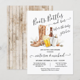 Boots Bottles and Beer Baby Shower Invitation