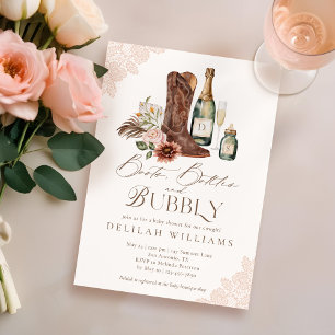 Boots Bottles & Bubbly Country Western Baby Shower Invitation