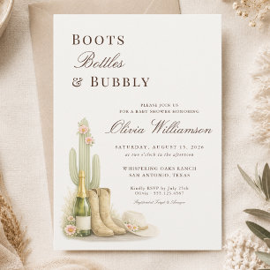 Boots Bottles Bubbly Western Baby Shower Invitation