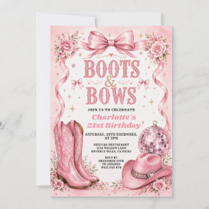 Boots & Bows 21st Birthday Invitation
