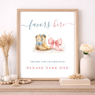 Boots & Bows Gender Reveal Party Favours Sign