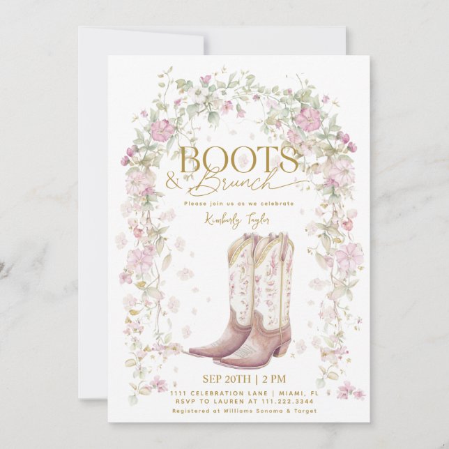 Boots & Brunch Wildflower Arch Bridal Shower Invitation (Front)
