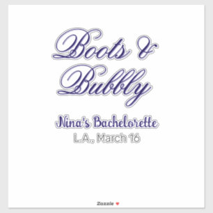 Boots & Bubble bachelorette party name purpleplace