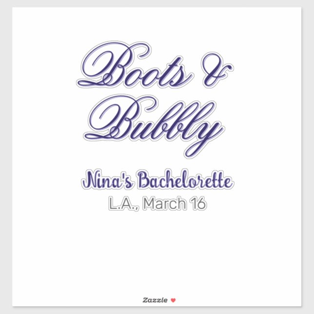 Boots & Bubble bachelorette party name purpleplace (Sheet)