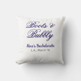 Boots & Bubble bachelorette party name purpleplace Cushion